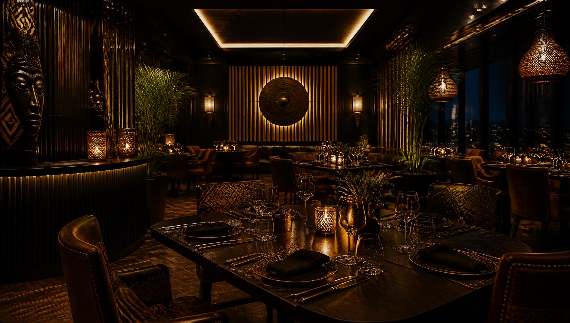 Salle du restaurant L'Apéro à Yamoussoukro, ambiance chic aux chandelles